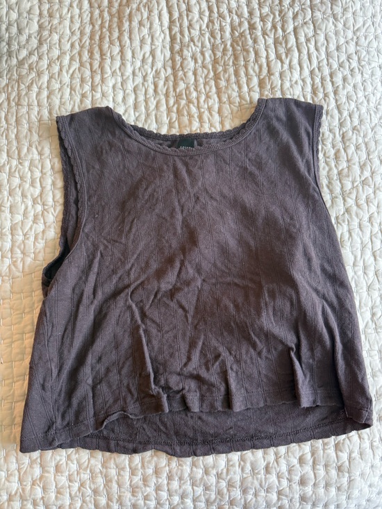 LESET Tops - LESET Chocolate Ribbed Cropped Tank Top